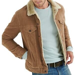 LUCKY BRAND Lakewood Sherpa Brown Corduroy Trucker Jacket Vintage-Look - Sz XL
